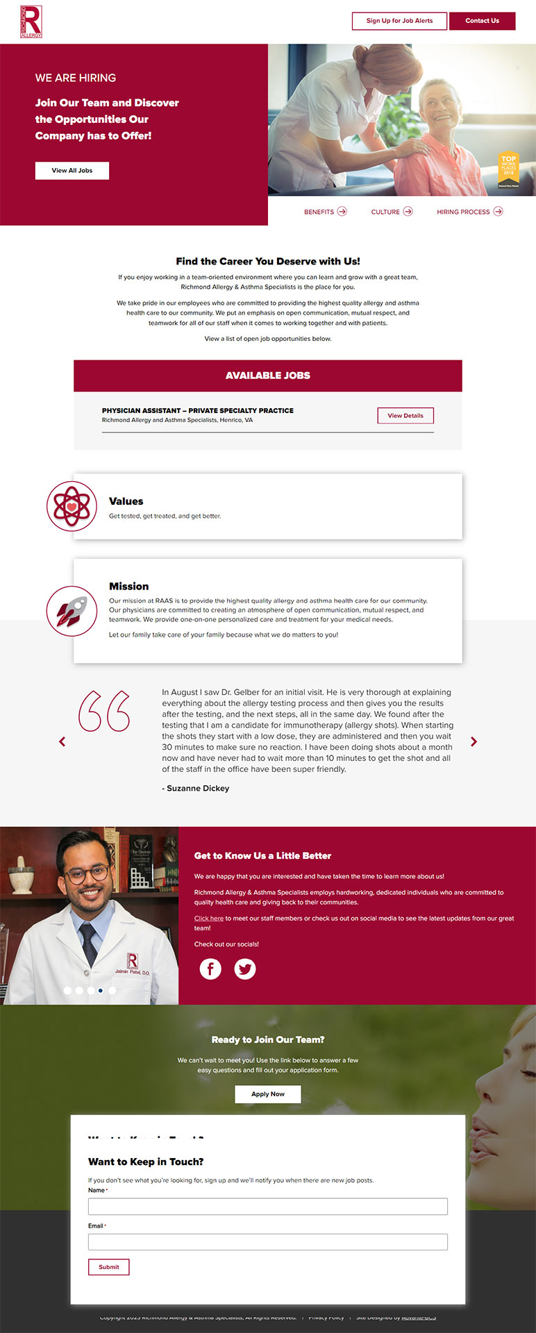 Website - Richmond Allergy Careers Portal