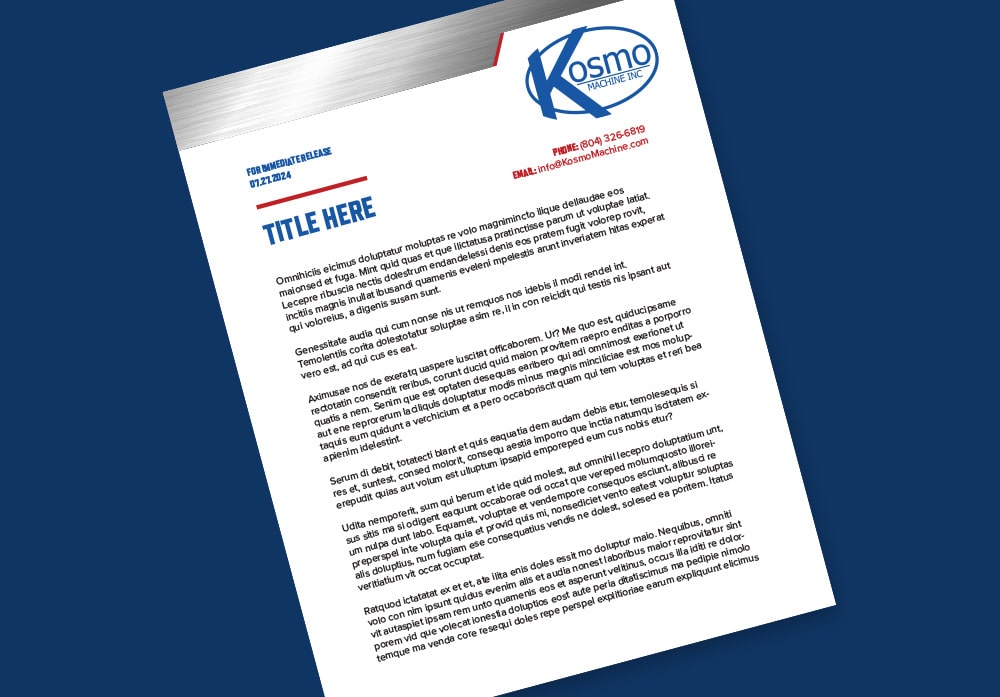 Press Release - Kosmo Machine